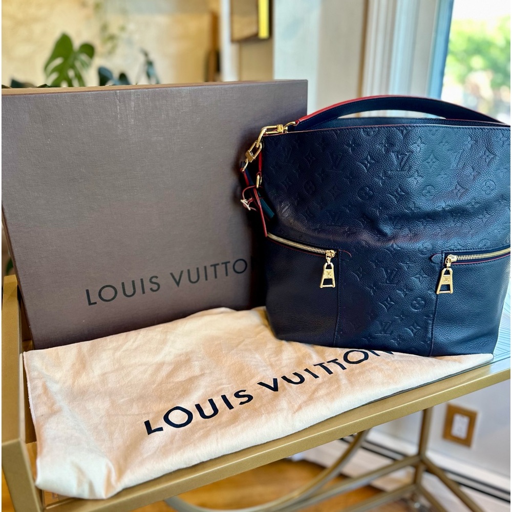 Louis Vuitton Authentic Leather Melie M. Emp. Marine Rouge Navy Blue & Red Bag